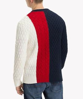 TJM COLORBLOCK CABLE SWEATER