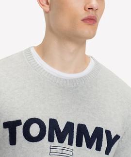 TJM BOLD LOGO SWEATER LT GREY HTR