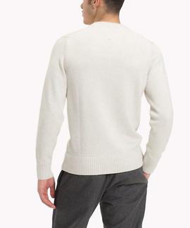 LOGO CNECK SWEATER REGULAR FIT WHISPER WHITE HEAT.