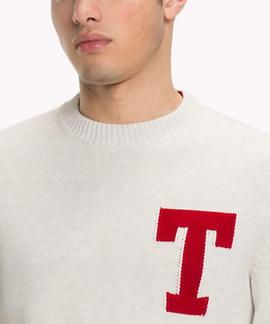 LOGO CNECK SWEATER REGULAR FIT WHISPER WHITE HEAT.