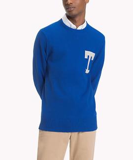 LOGO CNECK SWEATER REGULAR FIT BLUE LOLITE