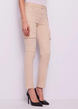 PANTALON VAQUERO CARGO CROPPED BEIGE DEGRADÉ