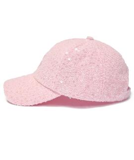 GORRA TWEED ROSA CON LOGO BORDADO