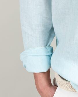 CAMISA LINO GARMENT DYED AGUAMARINA