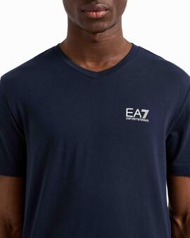 CAMISETA EA7 TRAIN CORE IDENTITY CUELLO PICO AZUL