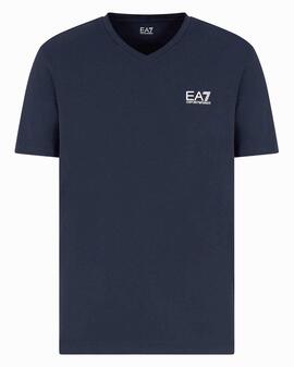 CAMISETA EA7 TRAIN CORE IDENTITY CUELLO PICO AZUL