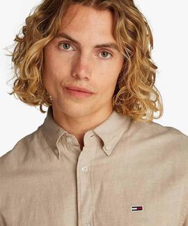 CAMISA DE LINO REGULAR FIT BEIGE