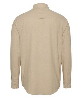 CAMISA DE LINO REGULAR FIT BEIGE