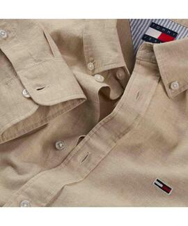 CAMISA DE LINO REGULAR FIT BEIGE