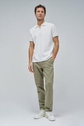 PANTALÓN JOGGER ALGODÓN Y LINO REGULAR FIT VERDE CAQUI