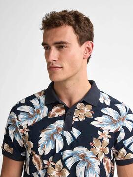 POLO BLUEVIEW AZUL MARINO CON ESTAMPADO TROPICAL