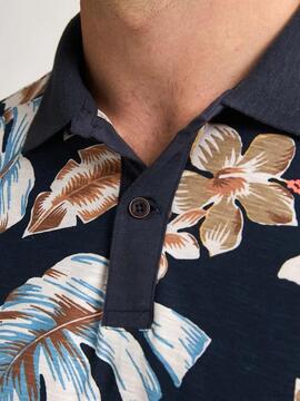 POLO BLUEVIEW AZUL MARINO CON ESTAMPADO TROPICAL