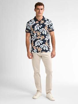POLO BLUEVIEW AZUL MARINO CON ESTAMPADO TROPICAL