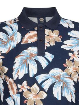 POLO BLUEVIEW AZUL MARINO CON ESTAMPADO TROPICAL