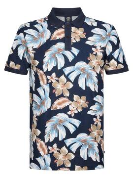 POLO BLUEVIEW AZUL MARINO CON ESTAMPADO TROPICAL