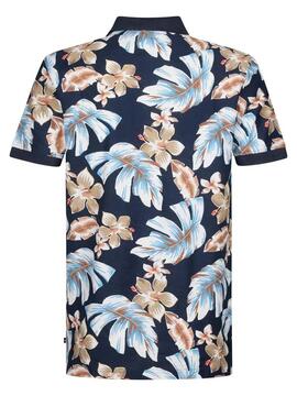 POLO BLUEVIEW AZUL MARINO CON ESTAMPADO TROPICAL