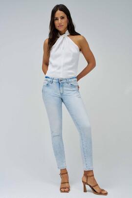 PANTALÓN VAQUERO WONDER CROPPED SKINNY AZUL BLEACH DESTROYED