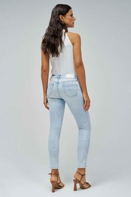 PANTALÓN VAQUERO WONDER CROPPED SKINNY AZUL BLEACH DESTROYED