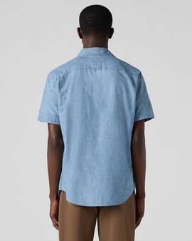 CAMISA MANGA CORTA SUNSET ONE POCKET CHAMBRAY AZUL