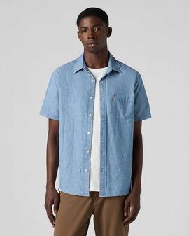 CAMISA MANGA CORTA SUNSET ONE POCKET CHAMBRAY AZUL