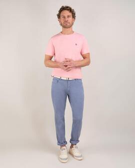 CAMISETA CUELLO CAJA GARMENT DYED ROSA