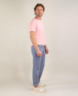 CAMISETA CUELLO CAJA GARMENT DYED ROSA