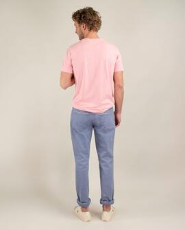 CAMISETA CUELLO CAJA GARMENT DYED ROSA