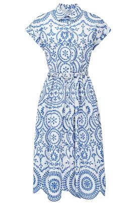 VESTIDO MANGA CORTA CON BORDADOS Y CALADOS