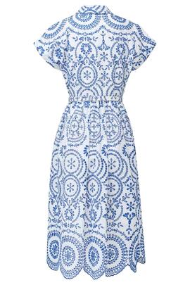 VESTIDO MANGA CORTA CON BORDADOS Y CALADOS
