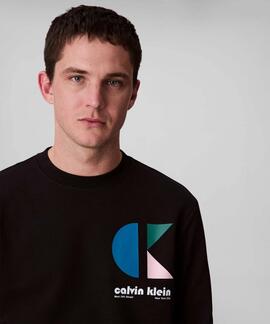SUDADERA CK TERRY REGULAR FIT NEGRA