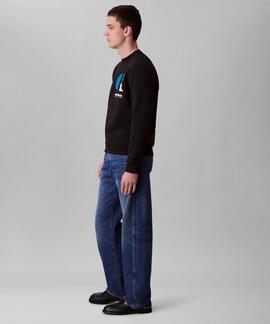 SUDADERA CK TERRY REGULAR FIT NEGRA