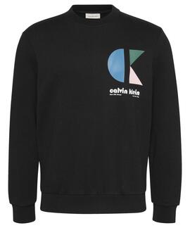 SUDADERA CK TERRY REGULAR FIT NEGRA