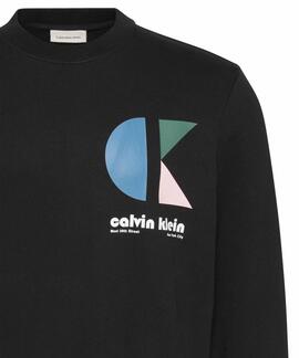 SUDADERA CK TERRY REGULAR FIT NEGRA