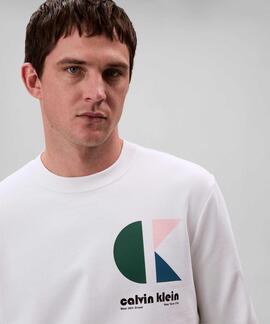 SUDADERA CK TERRY REGULAR FIT BLANCA