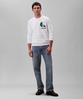 SUDADERA CK TERRY REGULAR FIT BLANCA