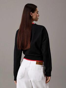 SUDADERA CK FRENCH TERRY RELAXED FIT CON LOGO MONOGRAMA NEGR