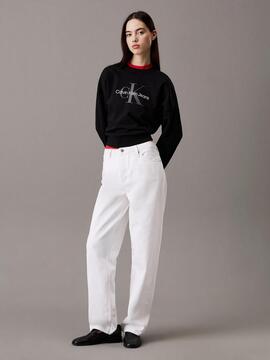 SUDADERA CK FRENCH TERRY RELAXED FIT CON LOGO MONOGRAMA NEGR