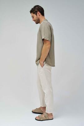 CAMISA EN DENIM LIGERO LYOCELL VERDE CAQUI