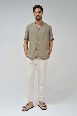 CAMISA EN DENIM LIGERO LYOCELL VERDE CAQUI