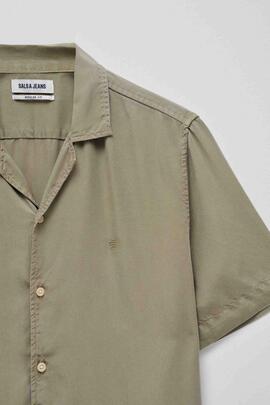 CAMISA EN DENIM LIGERO LYOCELL VERDE CAQUI