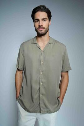 CAMISA EN DENIM LIGERO LYOCELL VERDE CAQUI
