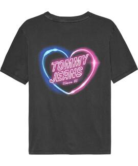 CAMISETA RELAXED FIT LOGOTIPO EFECTO NEON NEGRA FADE OUT