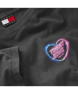 CAMISETA RELAXED FIT LOGOTIPO EFECTO NEON NEGRA FADE OUT