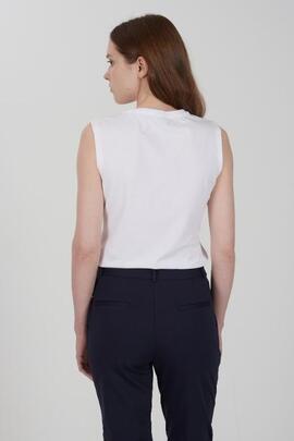CAMISETA SIN MANGAS DE MUJER BLANCA CON ESTAMPADO MARINERO