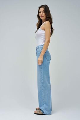 PANTALÓN VAQUERO WIDE LEG LOOSE FIT DENIM AZUL CLARO