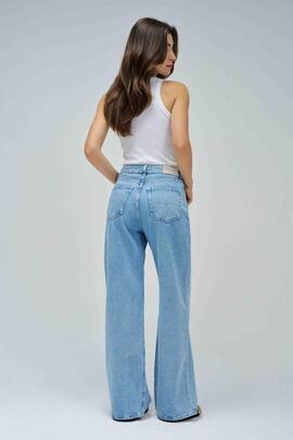 PANTALÓN VAQUERO WIDE LEG LOOSE FIT DENIM AZUL CLARO