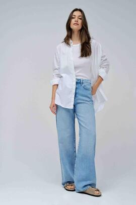 PANTALÓN VAQUERO WIDE LEG LOOSE FIT DENIM AZUL CLARO