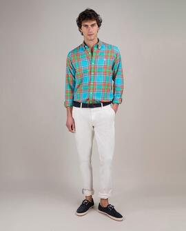 CAMISA TARTÁN TURQUESA