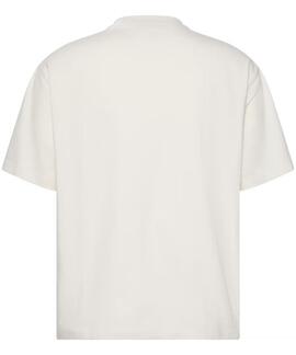 CAMISETA RELAXED FIT COLOR CRUDO CON BORDADO DE CADENETA GRA