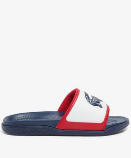 CHANCLAS LACOSTE SERVE SLIDE DUAL WHITE / NAVY / RED